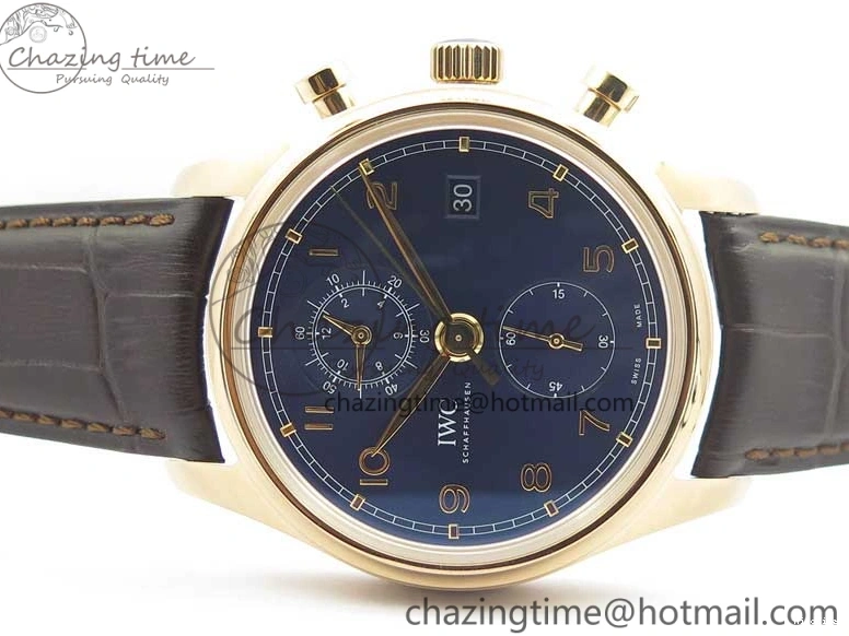 MIROTIME 0417 Portugieser Chrono  42 IW390406 RG ZF 1:1 Best Edition Blue Dial on Brown Leather Strap A Durable 7129